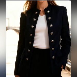 Double Breasted Silver Buttons Military Jacket XXL